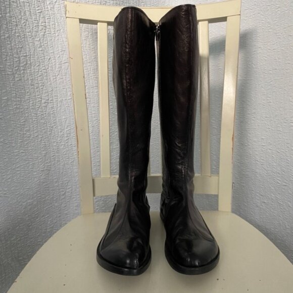 Elegant Black Bronze Leather Winter Riding Tall  Boots Handmade USA EU40 - Picture 2 of 10